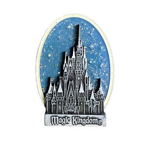 Walt Disney World Pin Magic Kingdom Castle Pewter Glitter 3D Oval Fireworks Star